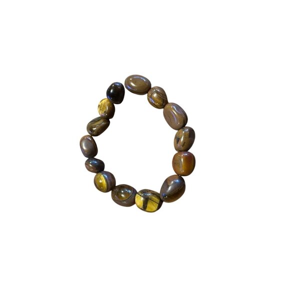 Chunky Tigers Eye Free People Stretch Bracelet For Self-Empowerment & Courage - Picture 5 of 6